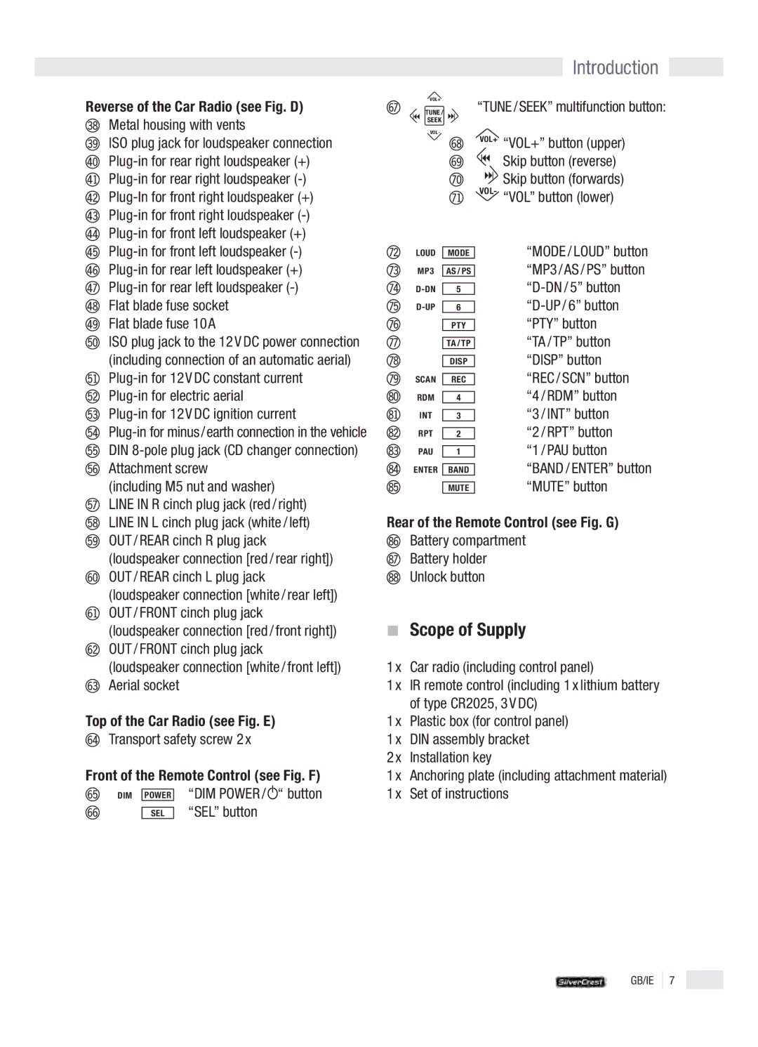 Silvercrest KH 2380 operation manual Introduction , Scope of Supply 